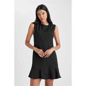 DEFACTO A Line Round Collar Sleeveless Mini Short Sleeve Woven Dress