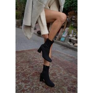 Madamra Black Matte Women's High Heel Ankle Boots