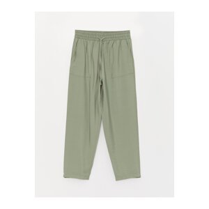 LC Waikiki Women's Linen Look Trousers with an Elastic Waist and Comfortable Fit.