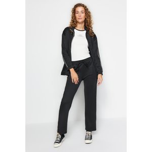 Trendyol Black Zippered Scuba Cardigan-Pants Knitted Two Piece Set