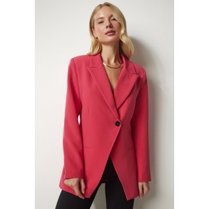 Happiness İstanbul Women's Pink Double Breasted Collar One-Button Blazer Jacket