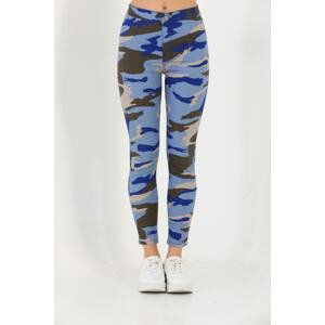 BİKELİFE Blue Camouflage Pattern Gabardine Leggings Pants