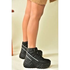 Fox Shoes Black High Soled Women's Sneakers Boots
