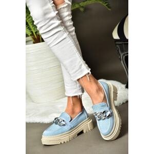 Fox Shoes K294760010 Blue Denim Fabric Thick Soled Women's Casual Shoes