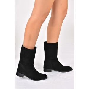 Fox Shoes Black Suede Flat Sole Daily Women's Boots