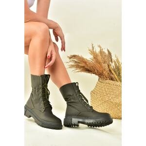 Fox Shoes Khaki Women's Boots With Thick Soles