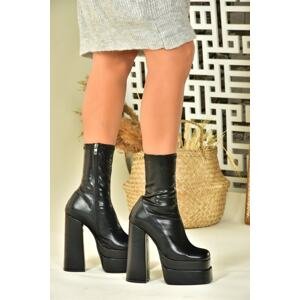 Fox Shoes Women's Black Platform Thick Heeled Boots