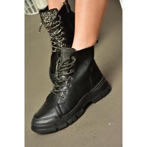 Fox Shoes R602889909 Black Stone Detailed Women's Boots