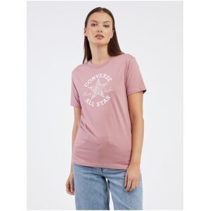 Starorůžové dámské tričko Converse Chuck Taylor Floral - Dámské