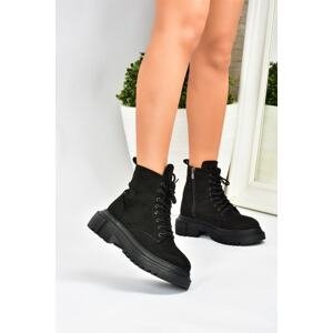 Fox Shoes Women's Black Suede Thick Sole Casual Boots