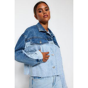 Trendyol Blue Color Block Trucker Denim Jacket