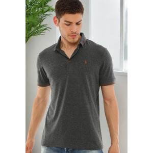 T8586 DEWBERRY MEN'S POLO NECK T-SHIRT-PLAIN ANTHRACITE