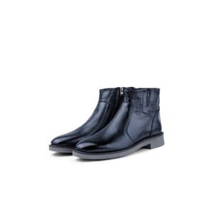 Ducavelli Bristol Genuine Leather Non-slip Sole Zipper Chelsea Daily Boots Navy Blue.