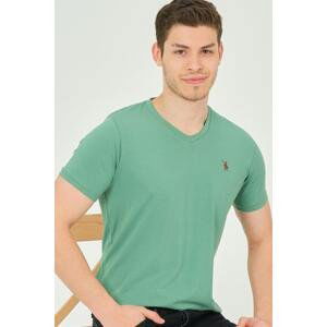 T8568 DEWBERRY V-NECK MEN'S T-SHIRT-PLAIN LIGHT GREEN