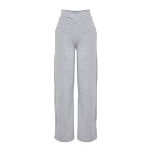 Trendyol Gray Melange Thick Wide Leg/Wide Legs Waist Detail Knitted Knit Sweatpants
