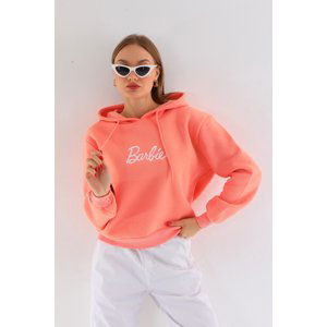 BİKELİFE Oversize Barbie Printed Hooded Thick Cotton Sweatshirt.