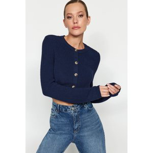 Trendyol Navy Blue Super Crop Sweater Cardigan