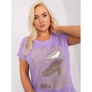 Fialová halenka plus size s krátkým rukávem