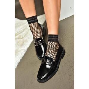 Fox Shoes R820690208 Black Patent Leather Women's Shoes with Metal Accessories