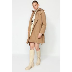 Trendyol Mink Oversize Wide-Cut Trench Coat with a Belt