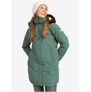 Světle zelený dámský zimní prošívaný kabát Roxy Ellie JK - Dámské