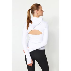 Trendyol White Ribbed Thumb and Back Window/Cut Out Detailed Sports Blouse