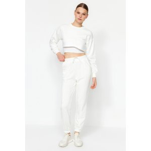 Trendyol Ecru Loose Jogger High Waist Cut Out Detailed Thick Knitted Sweatpants