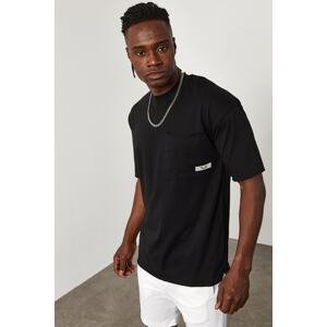 XHAN Black Pocket Detailed Seamless Oversized T-shirt 1x1-45088-02