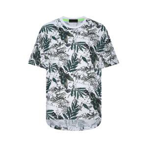 XHAN White & Green & Black Leaf Pattern Oversized T-shirt 2xe2-45936-01