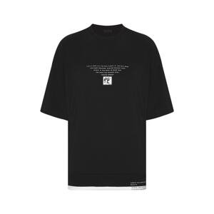 XHAN Black Rib Detail Oversized T-shirt 2xe2-45950-02