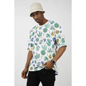 XHAN White Cactus Pattern Oversized T-shirt