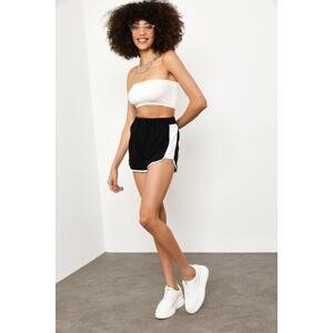 XHAN Women's Black Side Stripe Detailed Shorts