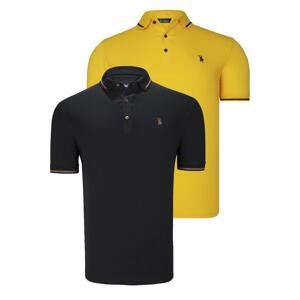 DOUBLE SET T8586 DEWBERRY MEN'S T-SHIRT-BLACK-YELLOW