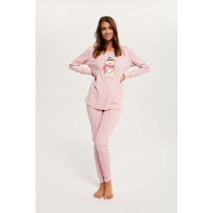 Dámské pyžamo Baula, dlouhý rukáv, dlouhé kalhoty - melanžově růžová