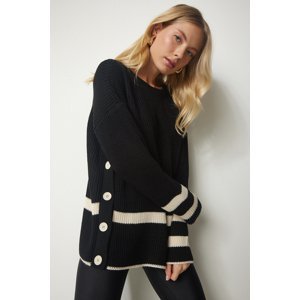 Happiness İstanbul Women's Black Button Detailed Knitwear Sweater