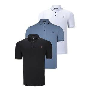 TRIPLE SET T8586 DEWBERRY MEN'S T-SHIRT-BLACK-WHITE-INDIGO