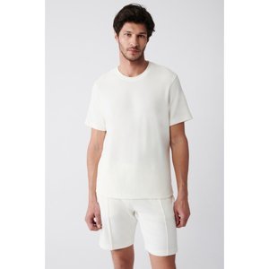 Avva White Unisex Crew Neck Cotton Standard Fit Regular Cut Towel T-shirt