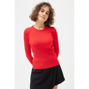 Lafaba Women's Red Crewneck Knitwear Sweater
