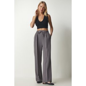 Happiness İstanbul Women's Gray Pleated Tracksuit Pants
