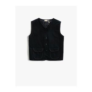 Koton V Neck Vest Cotton Quilted Lined