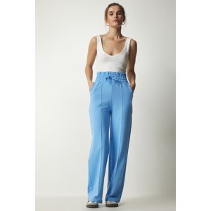 Happiness İstanbul Women's Sky Blue Basic Knitted Sweatpants with Pocket