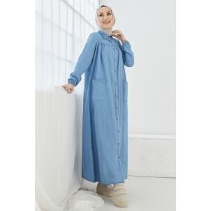 InStyle Mayra Robe Pocket Denim Dress - Light Blue