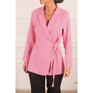 armonika Women's Fuchsia Side Tie Herringbone Patterned Cachet Jacket