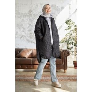 InStyle Armin Quilted Oversize Thin Coat - Black
