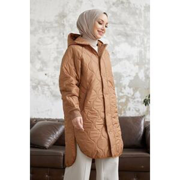 InStyle Armin Quilted Oversize Thin Coat - Camel