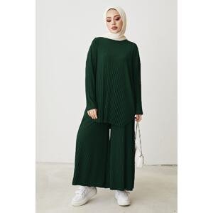 InStyle Mila Pleated Trousers Tunic Double Suit - Emerald