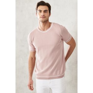 AC&Co / Altınyıldız Classics Men's Pale Pink Standard Fit Crew Neck 100% Cotton Knitwear T-Shirt