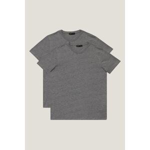 AC&Co / Altınyıldız Classics Men's Gray Slim Fit Narrow Cut Crew Neck 2-Piece T-Shirt Pack