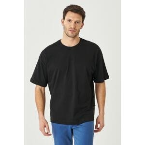 AC&Co / Altınyıldız Classics Men's Black Oversize Wide Cut Crew Neck 100% Cotton T-Shirt