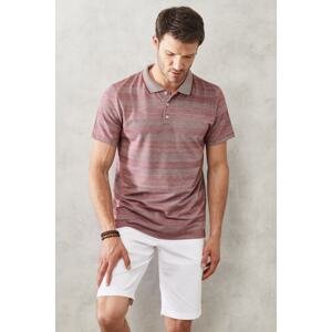 AC&Co / Altınyıldız Classics Men's Burgundy Slim Fit Slim Fit Polo Neck Short Sleeve T-Shirt